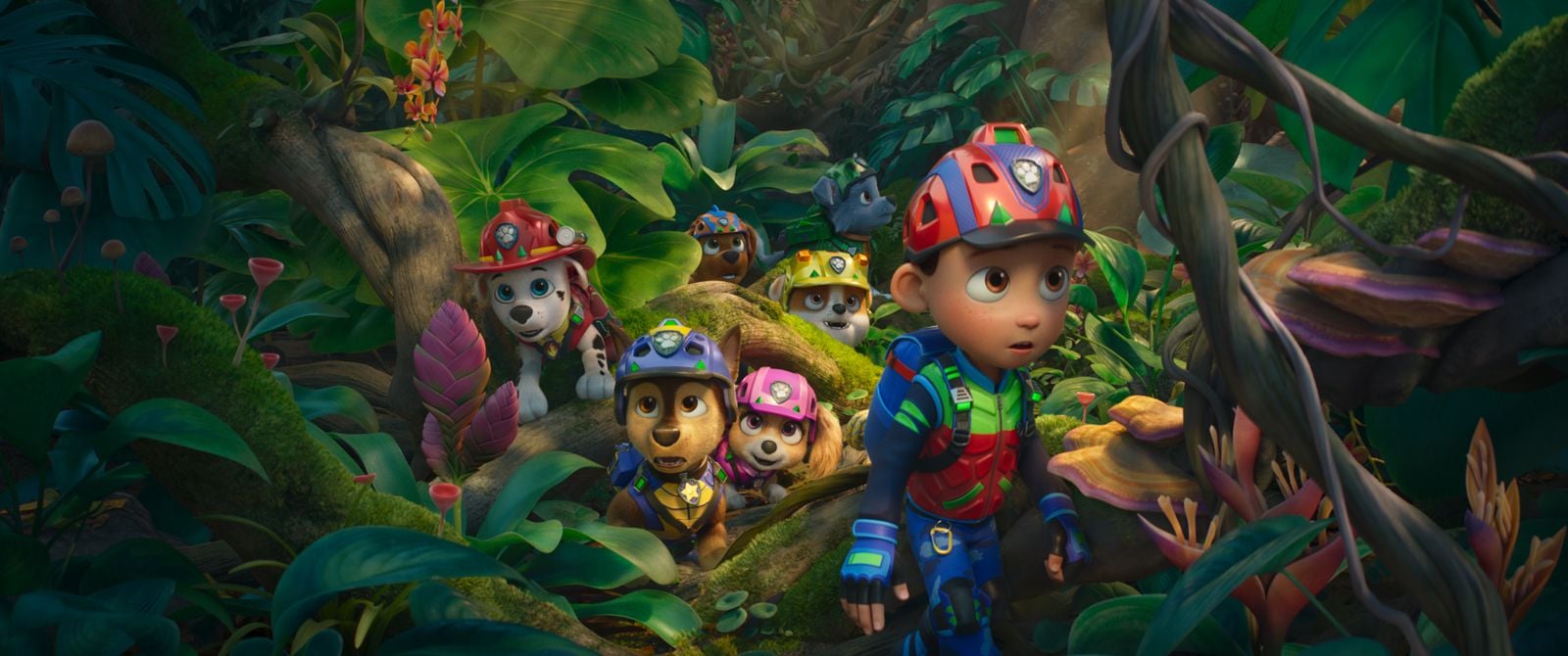 paw patrol the dino movie banner featuring the pups